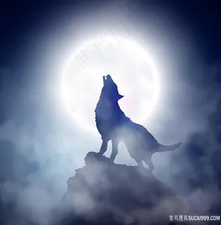 月夜中嚎叫的孤狼