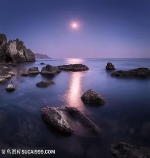 唯美的海边山脉山水风景图片