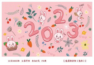 可爱2023兔年年历挂历模板素材