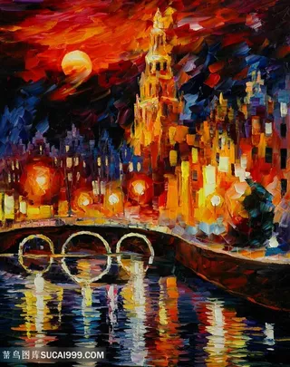 湖畔美景水彩艺术挂画装饰画