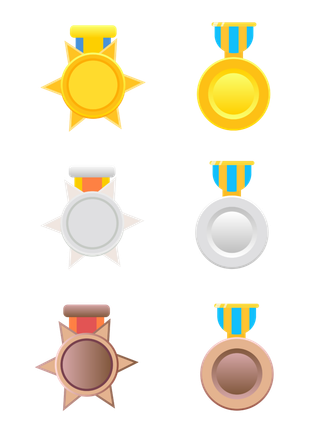 矢量圆形冠亚季军奖牌