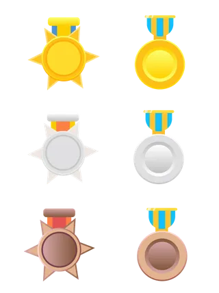 矢量圆形冠亚季军奖牌