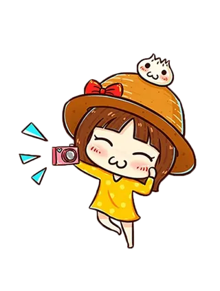 卡通拍照女孩人物简笔画