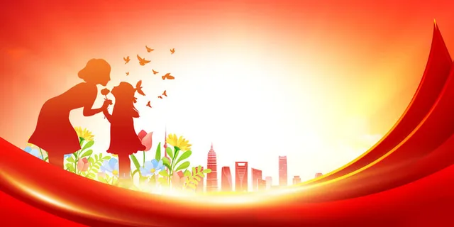 红色感恩教师节老师同学剪影宣传展板背景