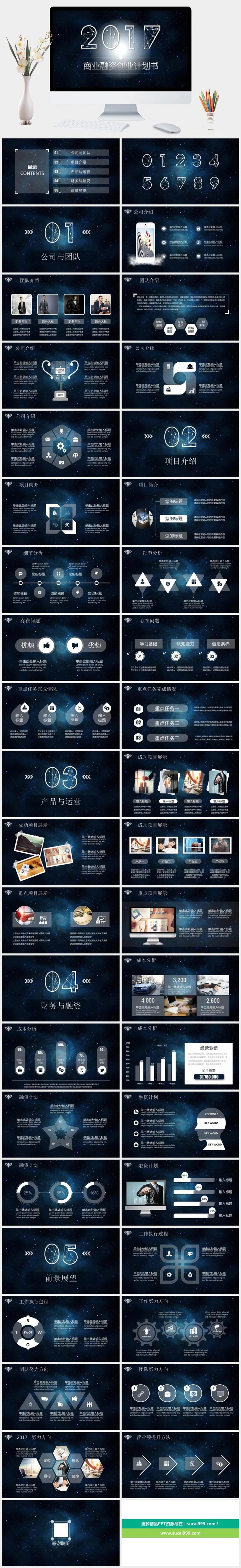 炫酷星空风商业融资PPT模板