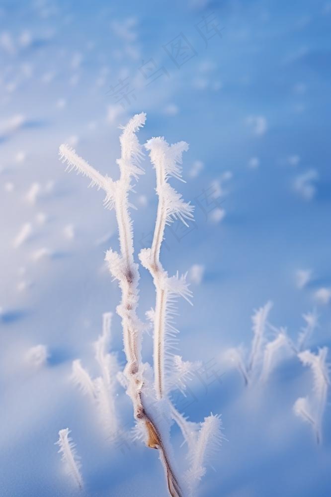 雪地树枝冬天清新背景(896x1344)