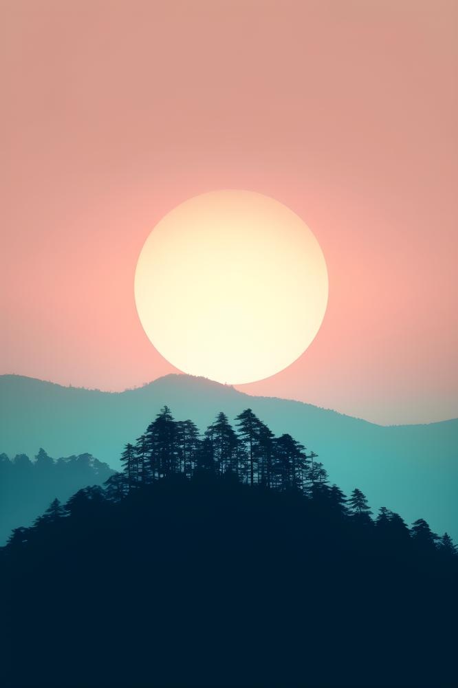 落日山脉青色简约背景(2400x3600)