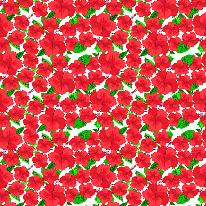 批印 无缝 印花 红色花朵