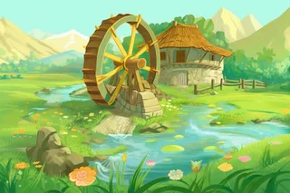 国潮卡通农田稻田背景