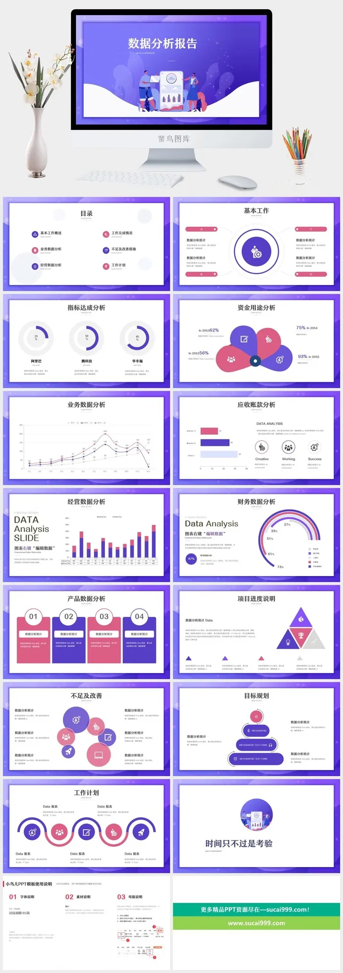 矢量商务风移动互联网数据分析报告ppt