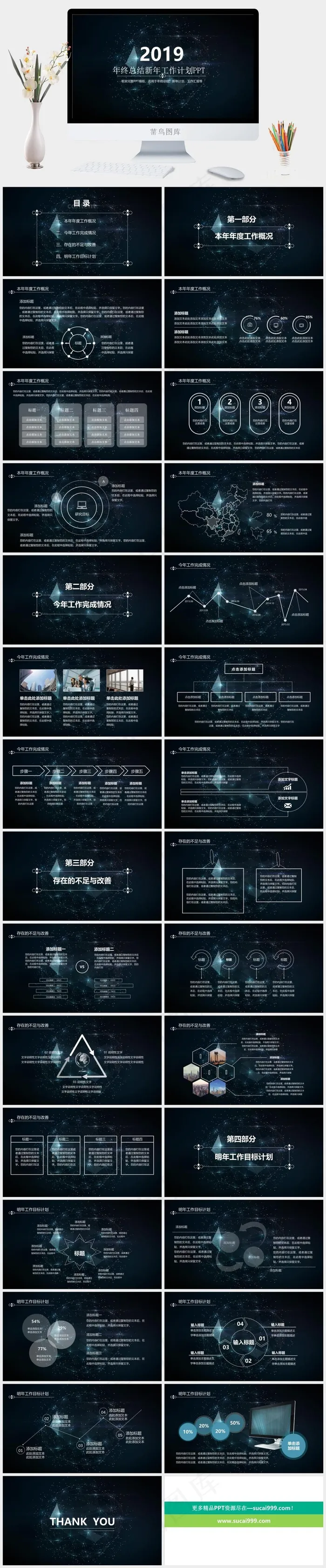 黑色科技星空风格商务工作汇报动态PPT可编辑ppt模板