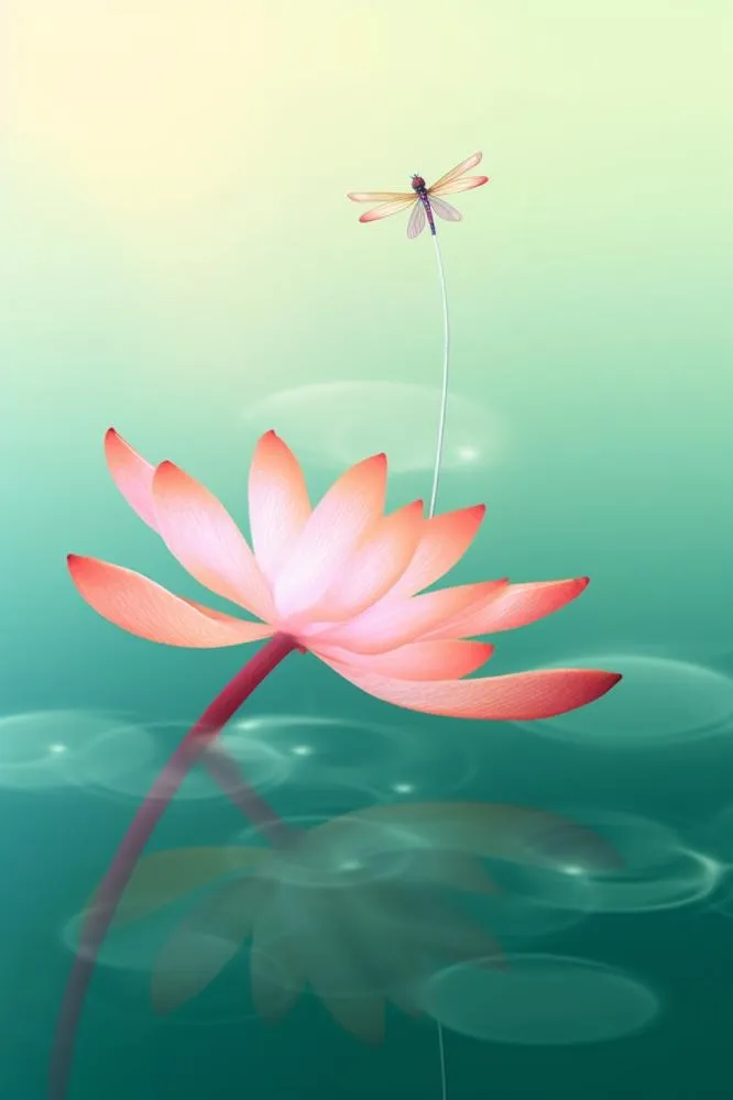 清新风格荷花花瓣简约背景(896x1344)