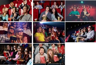 一起看3D电影的情侣高清摄影图片