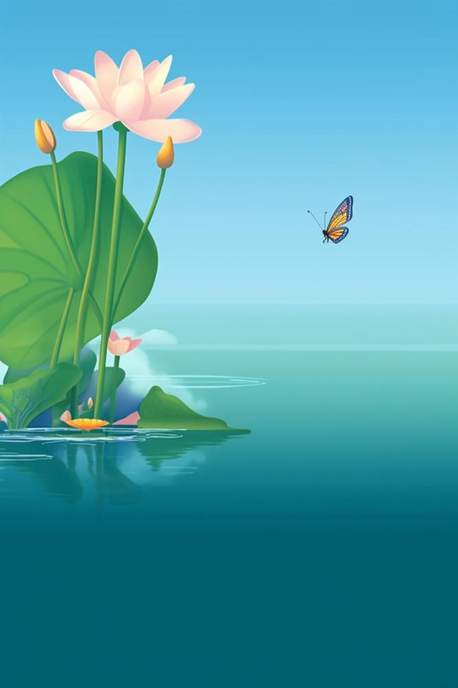 创意清新国风荷花背景图