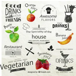 免抠餐厅与果汁标签