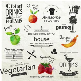 免抠餐厅与果汁标签