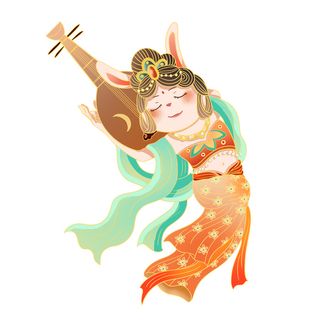 反手琵琶兔 琵琶兔 乐器兔 兔年兔子 兔年元素