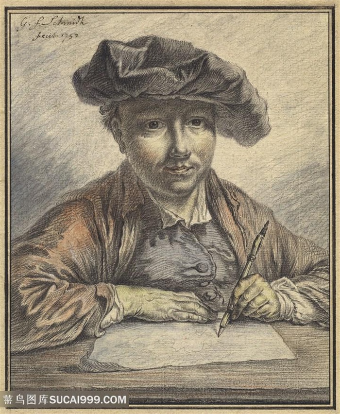 拿着笔写信的男士装饰画手绘插画