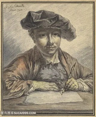 拿着笔写信的男士装饰画手绘插画