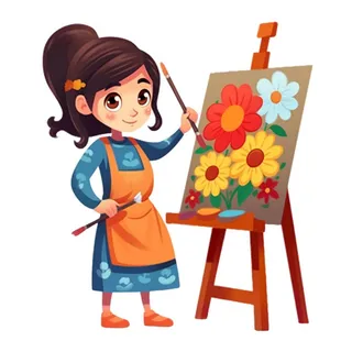 小画家画架花免抠