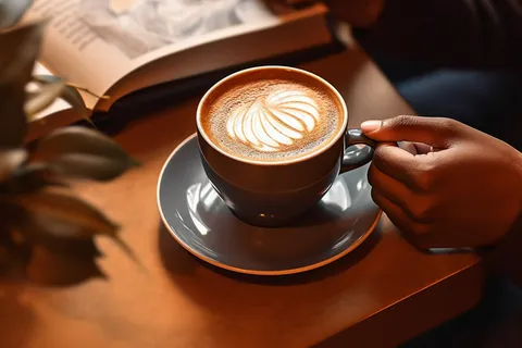 咖啡拉花下午茶摄影图 咖啡拉花下午茶摄影图