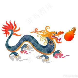 手绘中国传统神兽祥龙插画