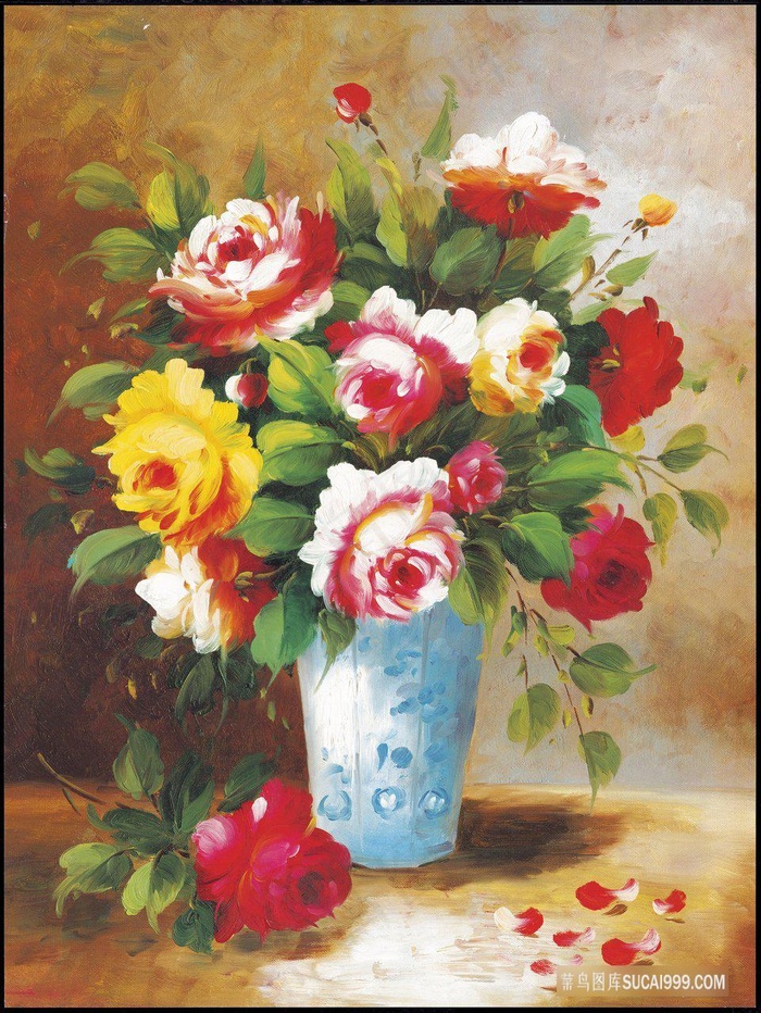 静物水彩花卉花瓶插画