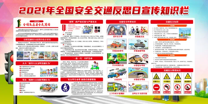 交通安全宣传栏psd模版下载