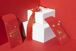 设计两个红包样机红色背景