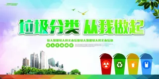垃圾分类创建文明卫生城市环保宣传海报PSD模板