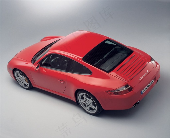 红色保时捷911Carrera超级跑车俯视图