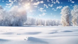 冬季下雪天白雪覆盖大地美景摄影图