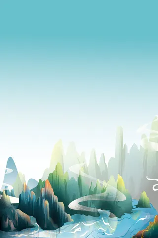 只此青绿山水水墨中国风海报背景
