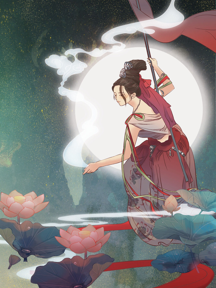 复古中国风国潮神话人物敦煌插画仙女手绘海报背景PSD设计素材psd模版下载