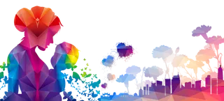 母亲与孩子渐变