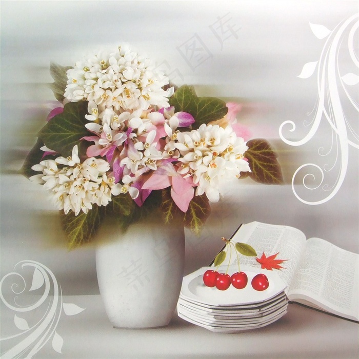 花瓶插花无框画