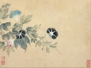 新中式书法花枝玄关