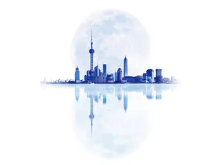 月亮倒影中秋节素材