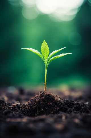 春天雨水洒在嫩绿的幼苗上摄影图