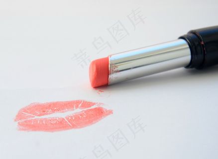 橘色口红唇印图片