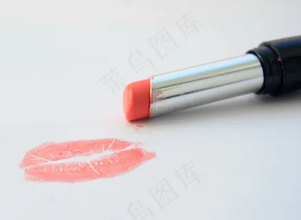 橘色口红唇印图片