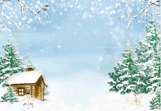 圣诞节蓝天白色风景背景墙