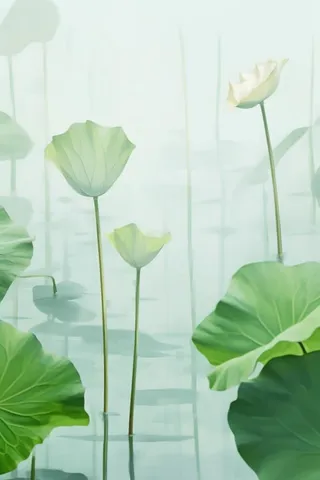 荷叶简约清新淡绿色背景