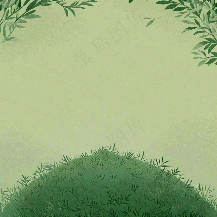 春天手绘绿草绿树(1024x1024)