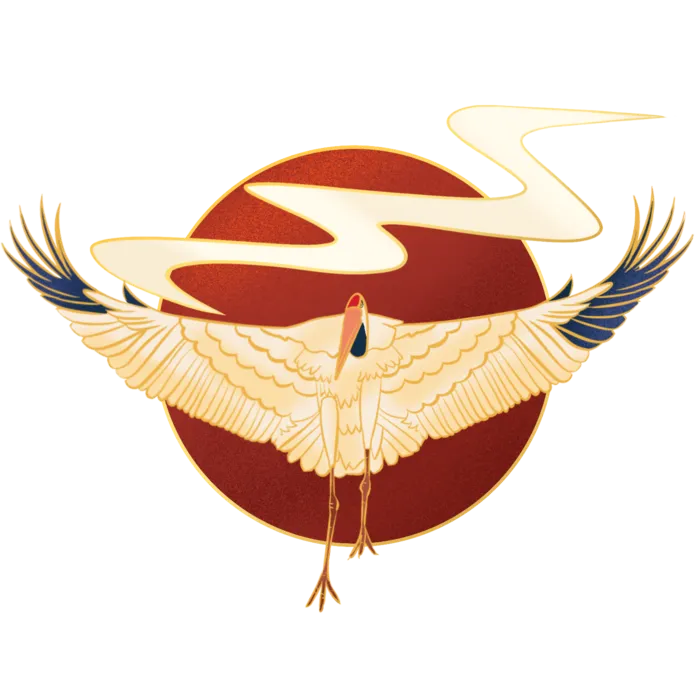 国潮仙鹤插画免扣素材设计素材
