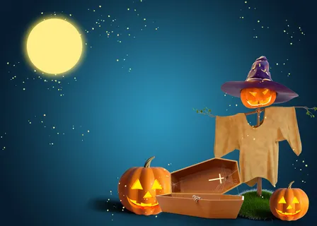 卡通蓝色万圣节背景