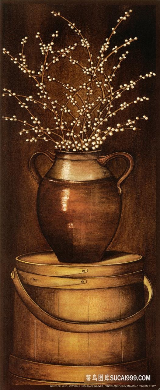 高清唯美花卉花盆艺术油画