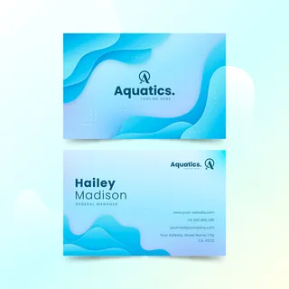 蓝色动感波纹名片