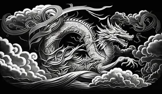 龙、生肖、节日、线条