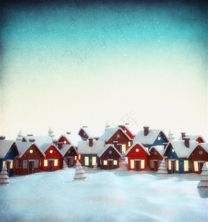 排列整齐的圣诞节小屋高清图